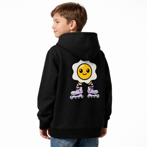 Bluza dziecięca z kapturem Jajko Rolki – skate hoodie (czarna)
