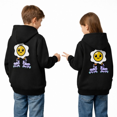 Bluza dziecięca z kapturem Jajko Rolki – skate hoodie (czarna)