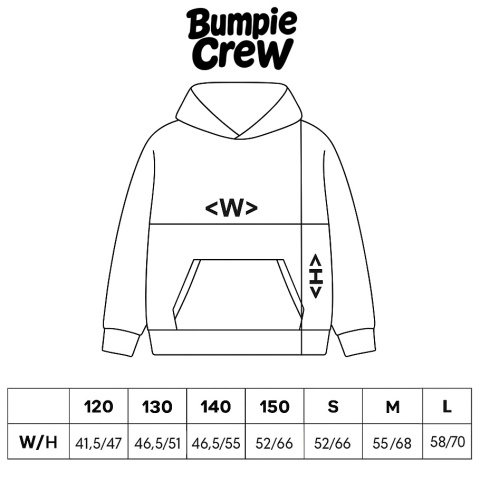 rozmiarówka dla bluz bumpie crew