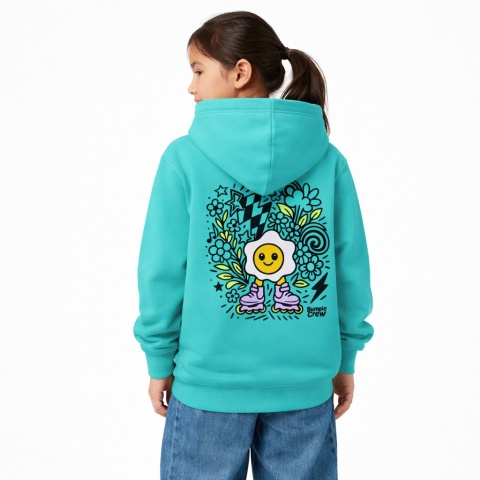 Bluza rolkowa z kapturem Jajko Flower – miejski styl kids (turkusowa)