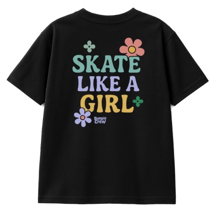 Koszulka dziecięca Skate Like a Girl – streetwear girls (czarna)