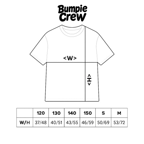 rozmiarówka Bumpie Crew koszulki