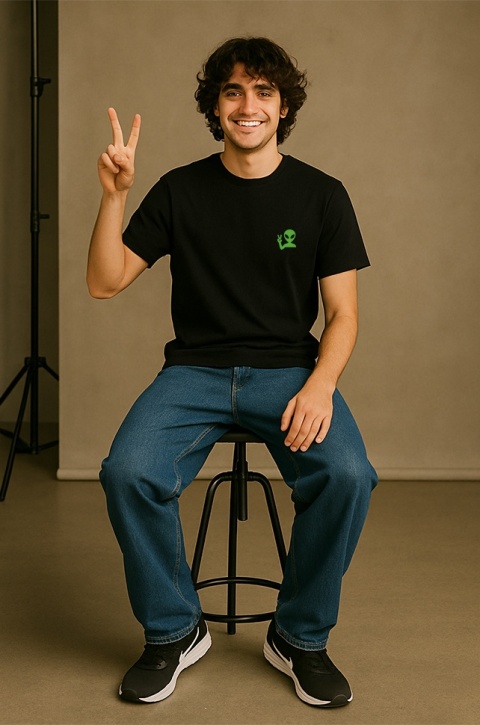 Koszulka hulajnoga Hello Human Minimal - T-shirt na hulajnogę wyczynowa Alien Scoot (czarna)