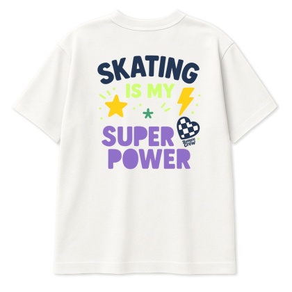 T-shirt dziecięcy Skating Is My Super Power – styl skate (biały)
