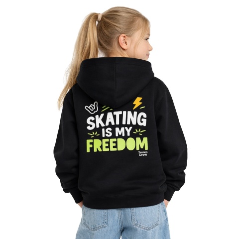 Bluza dziecięca Skating Is My Freedom – urban hoodie dla dzieci (czarna)
