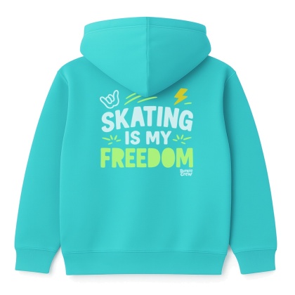 Bluza dziecięca Skating Is My Freedom – urban hoodie dla dzieci (turkusowa)