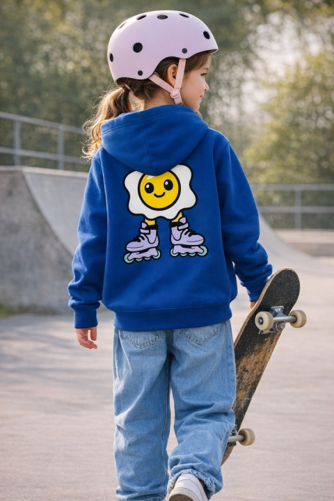 Bluza dziecięca z kapturem Jajko Rolki – skate hoodie (granatowa)