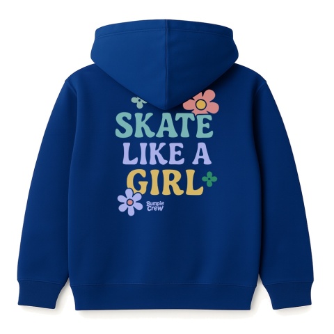 Bluza z kapturem dla dziewczynek Skate Like a Girl – girls streetwear (granatowa))