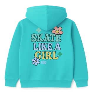 Bluza z kapturem dla dziewczynek Skate Like a Girl – girls streetwear (turkusowa)