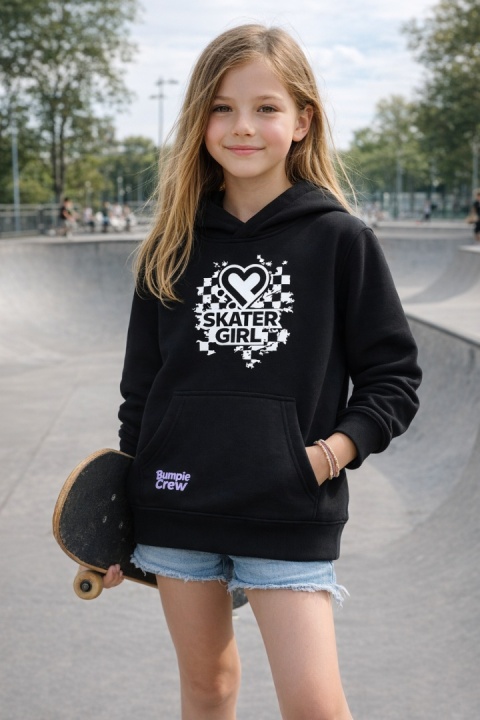 Bluza z kapturem dla dziewczynek Skater Girl – girls streetwear (czarna)