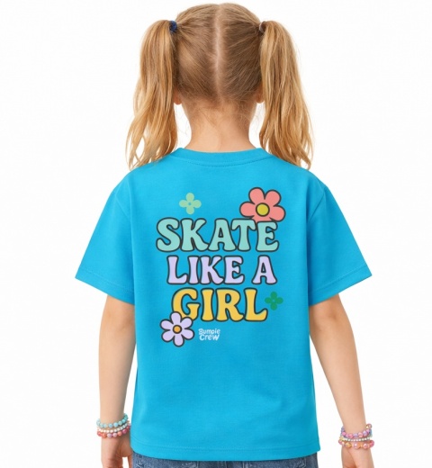Koszulka dziecięca Skate Like a Girl – skate style dla dziewczynek (błękitna)