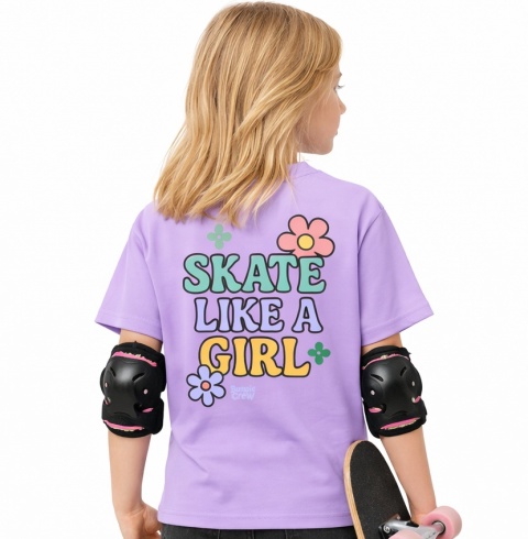 Koszulka dziecięca Skate Like a Girl – skate style dla dziewczynek (liliowa)