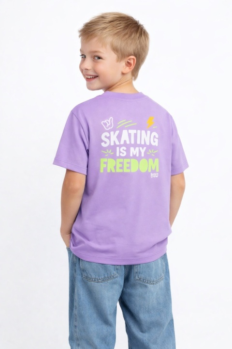 T-shirt dziecięcy Skating Is My Freedom – streetwear kids (liliowy)
