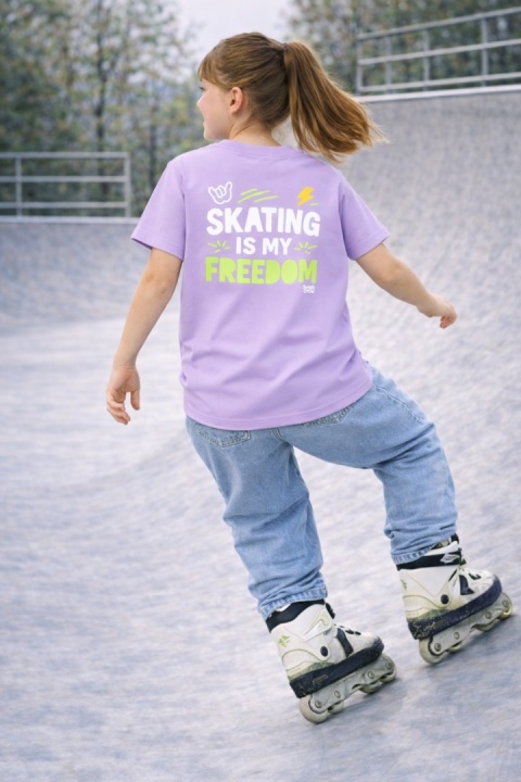 T-shirt dziecięcy Skating Is My Freedom – streetwear kids (liliowy)