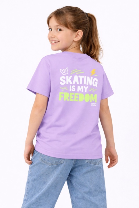 T-shirt dziecięcy Skating Is My Freedom – streetwear kids (liliowy)
