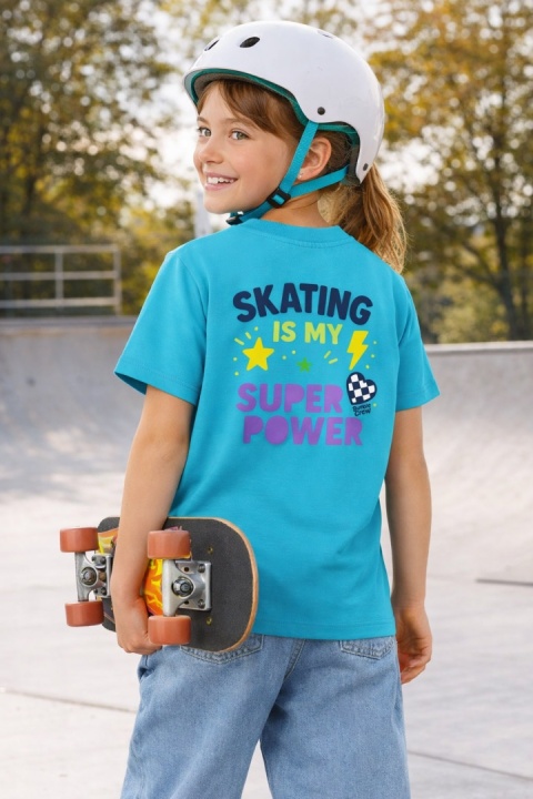 T-shirt dziecięcy Skating Is My Super Power – streetwear kids (błękitny)