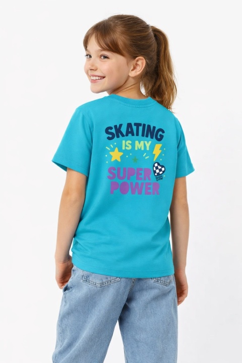T-shirt dziecięcy Skating Is My Super Power – streetwear kids (błękitny)