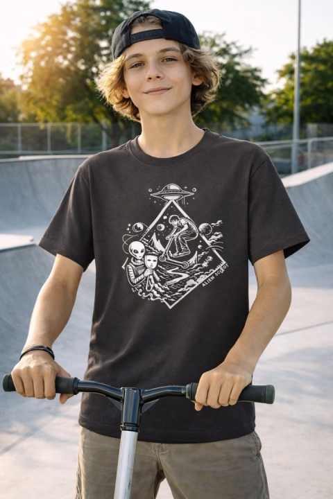 T-shirt hulajnoga Hello Human Starfall - Koszulka na hulajnogę wyczynowa Alien Scoot (grafitowa)